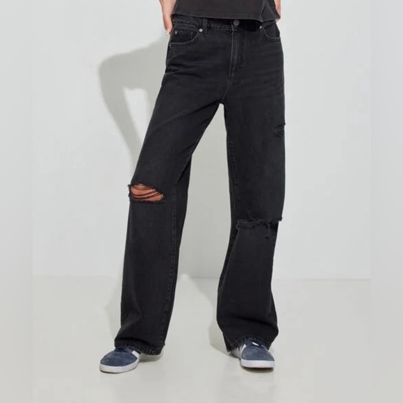 GARAGE straight wide leg black jeans - size 01 - Picture 1 of 5